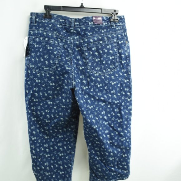 Gloria Vanderbilt NWT Sze 12P Blue & Flower Capri - Picture 2 of 6